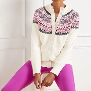 T By Talbots Modern Fair Isle Thermolite Sweater Jacket Size Medium
